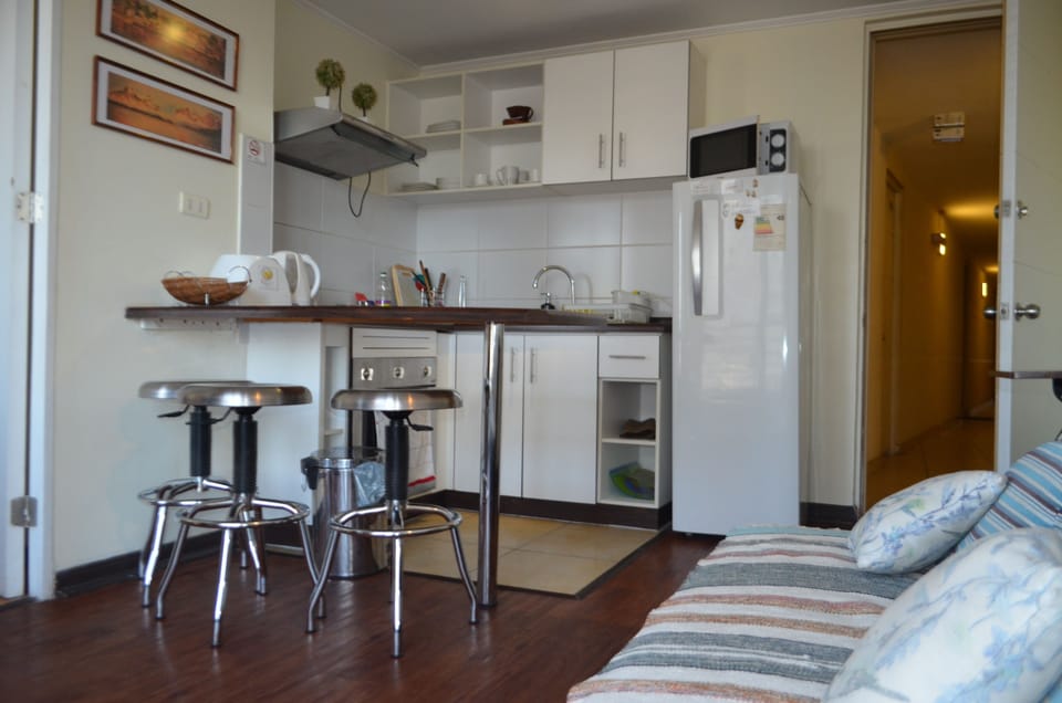 Apartment | Private kitchen | Fridge, microwave, oven, stovetop