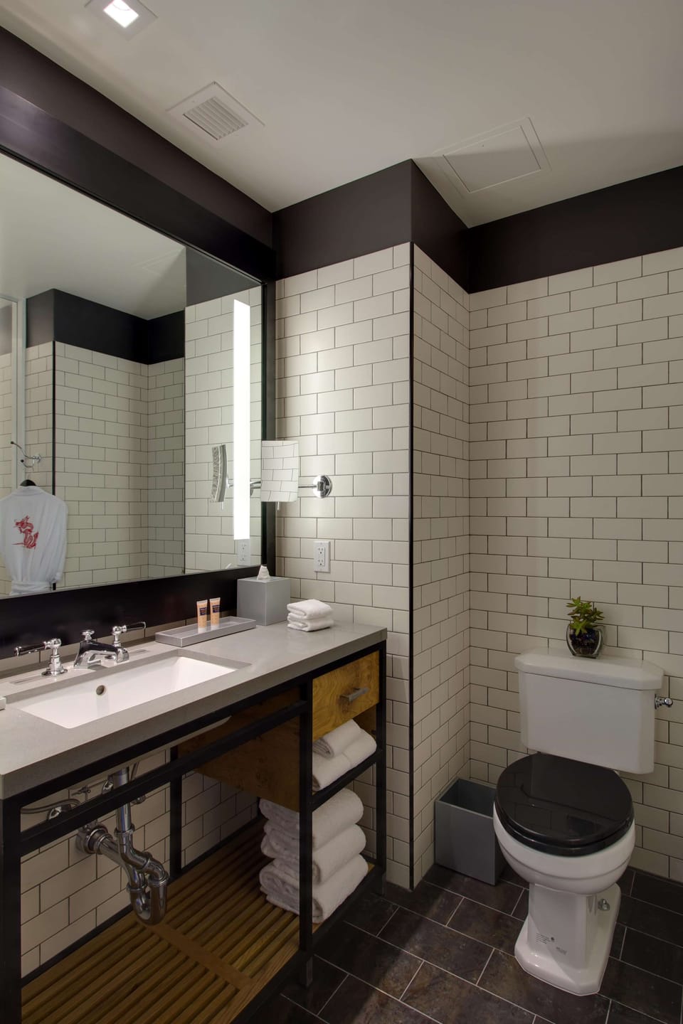Room, 2 Double Beds (Shower) | Bathroom | Designer toiletries, hair dryer, bathrobes, towels