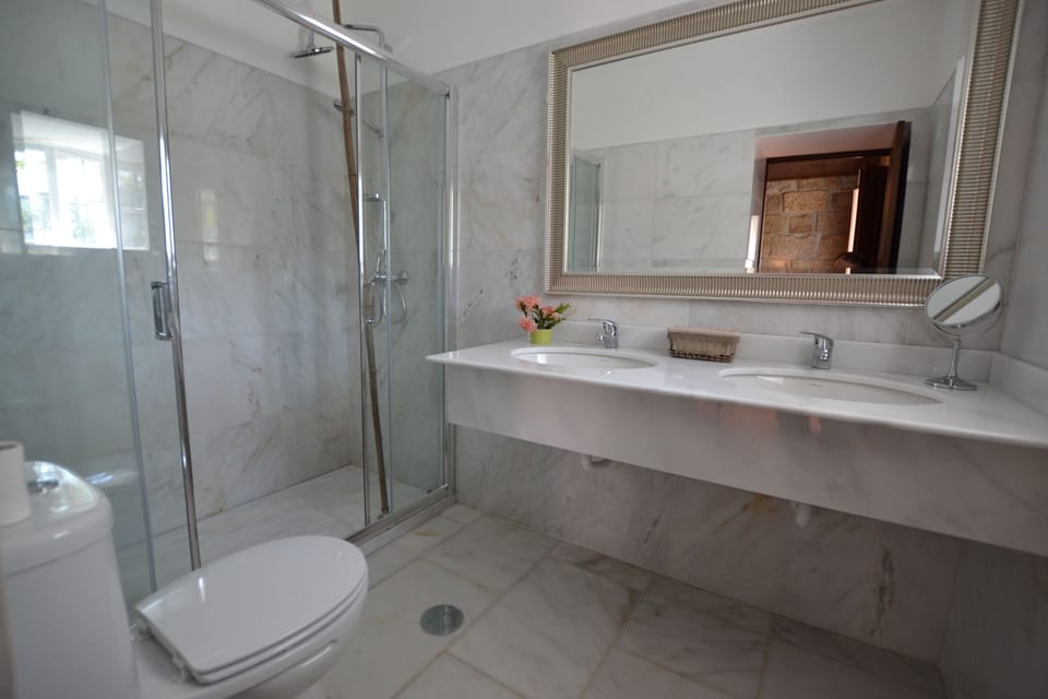 Double Room | Bathroom | Shower, hair dryer, towels