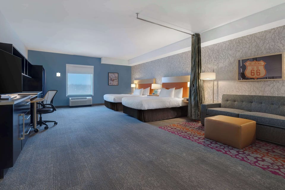 Studio, 2 Queen Beds, Accessible, Bathtub | Premium bedding, desk, laptop workspace, blackout drapes