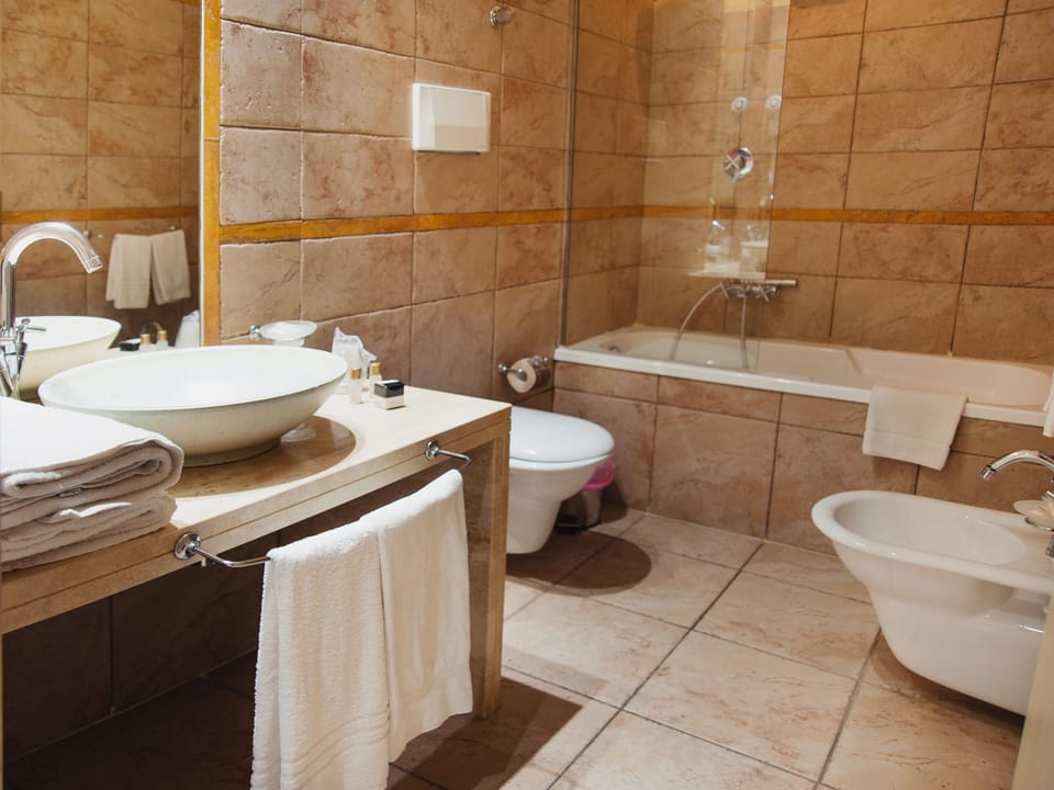 Rainfall showerhead, free toiletries, hair dryer, bidet