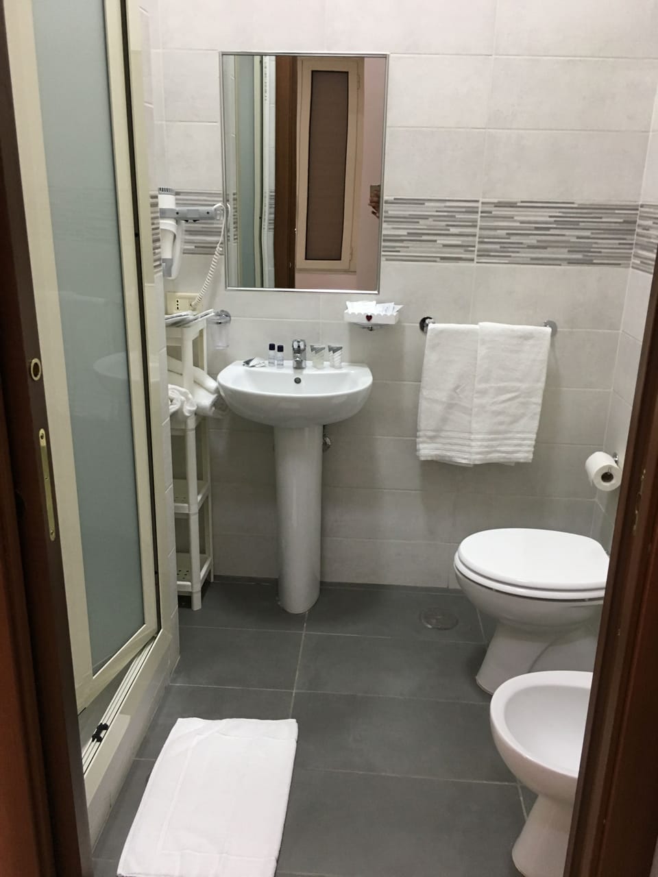 Standard Double or Twin Room | Bathroom | Shower, hair dryer, slippers, bidet