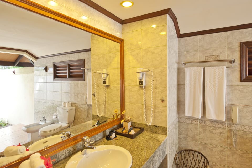 Shower, free toiletries, hair dryer, slippers