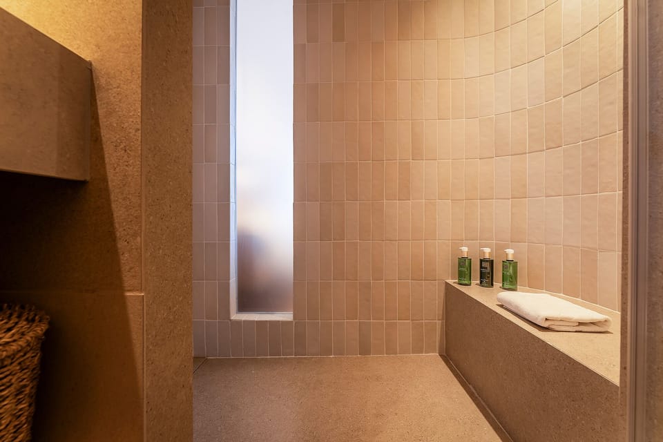 Combined shower/tub, free toiletries, hair dryer, bidet