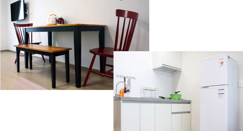 Family Room (Separate bedroom and living room) | Private kitchenette | Full-size fridge, stovetop, cookware/dishes/utensils