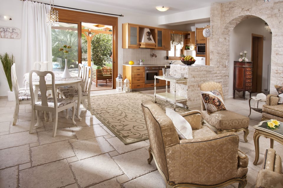 Villa, 3 Bedrooms, Private Pool, Sea View | Living area | Flat-screen TV, fireplace, DVD player