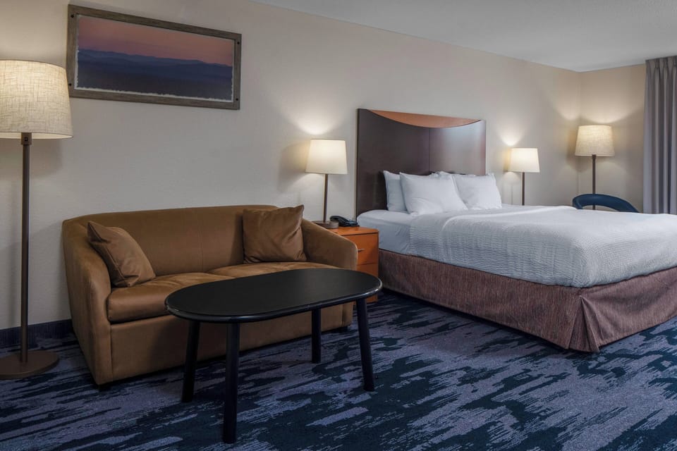 Premium bedding, pillowtop beds, desk, blackout drapes