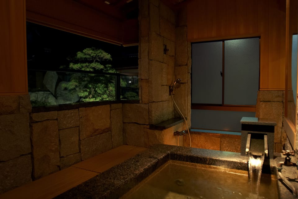 Japanese Traditional Superior Room with Open Air Bath, Garden View(No Single Use) | Bathroom | Hair dryer, slippers, electronic bidet, toilet paper