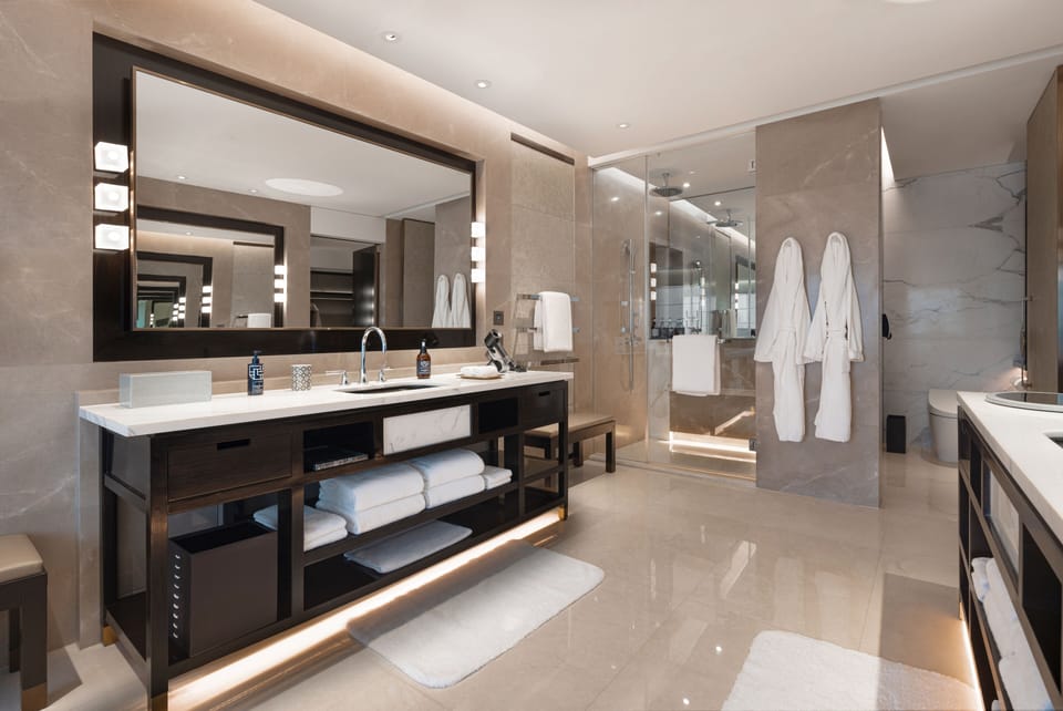Beijing House | Bathroom | Designer toiletries, hair dryer, bathrobes, towels