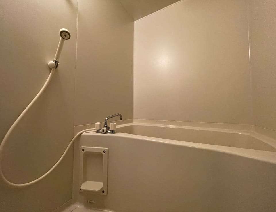 Combined shower/tub, spring water tub, free toiletries, hair dryer