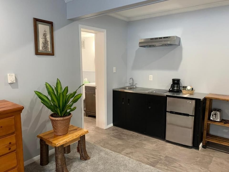 Fridge, microwave, coffee/tea maker