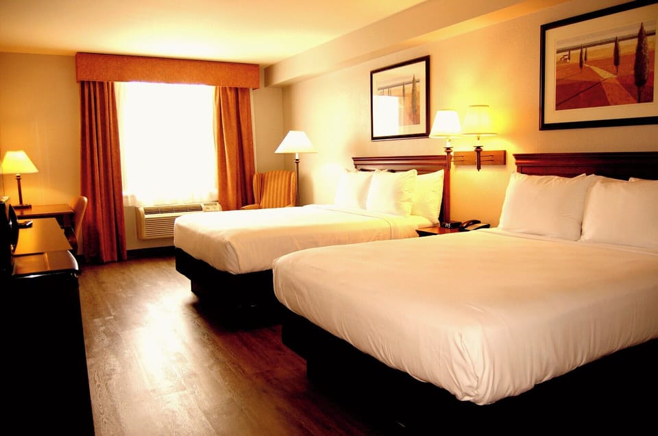 Standard Room, 2 Queen Beds | Hypo-allergenic bedding, desk, laptop workspace, blackout drapes