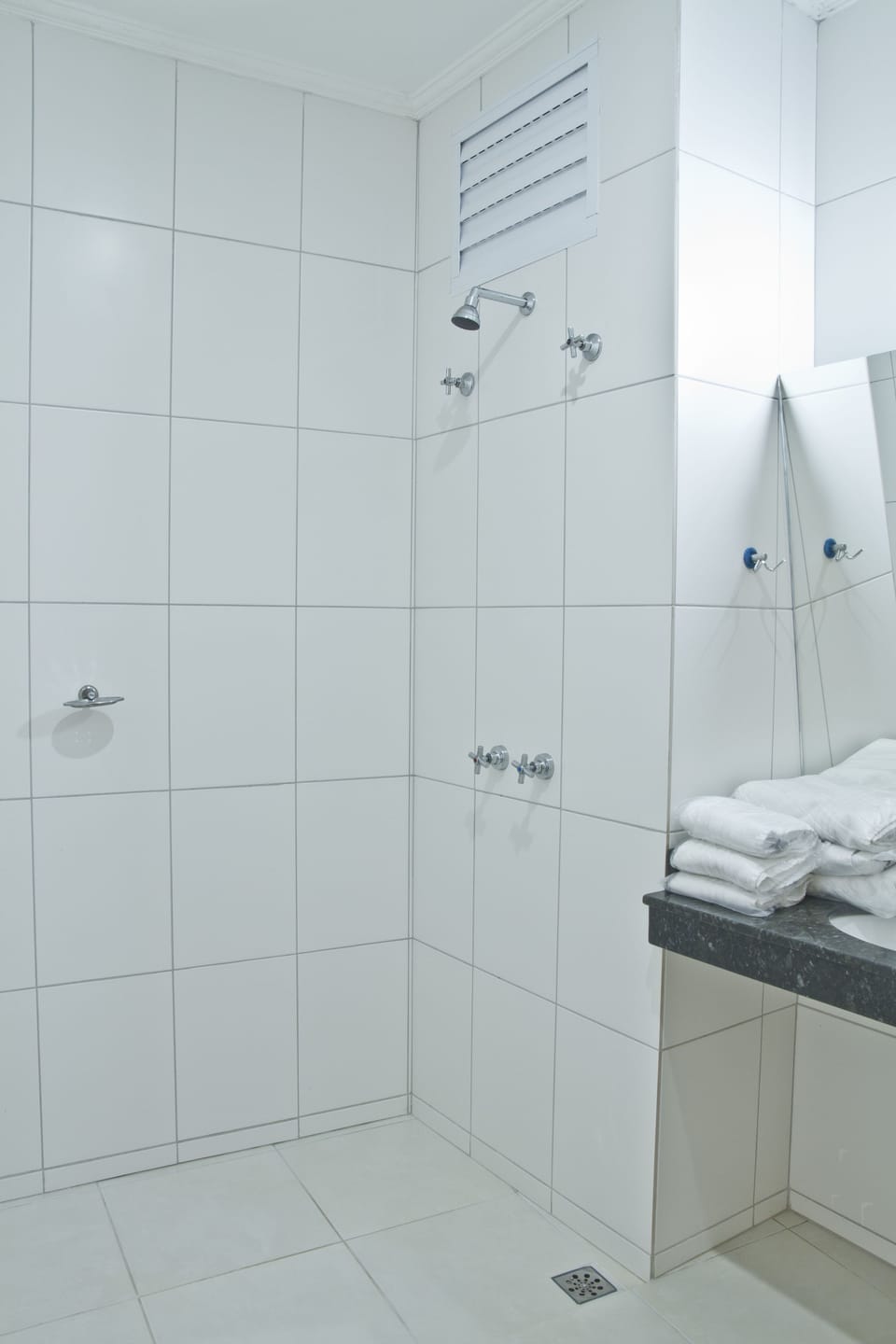 Shower, free toiletries, towels