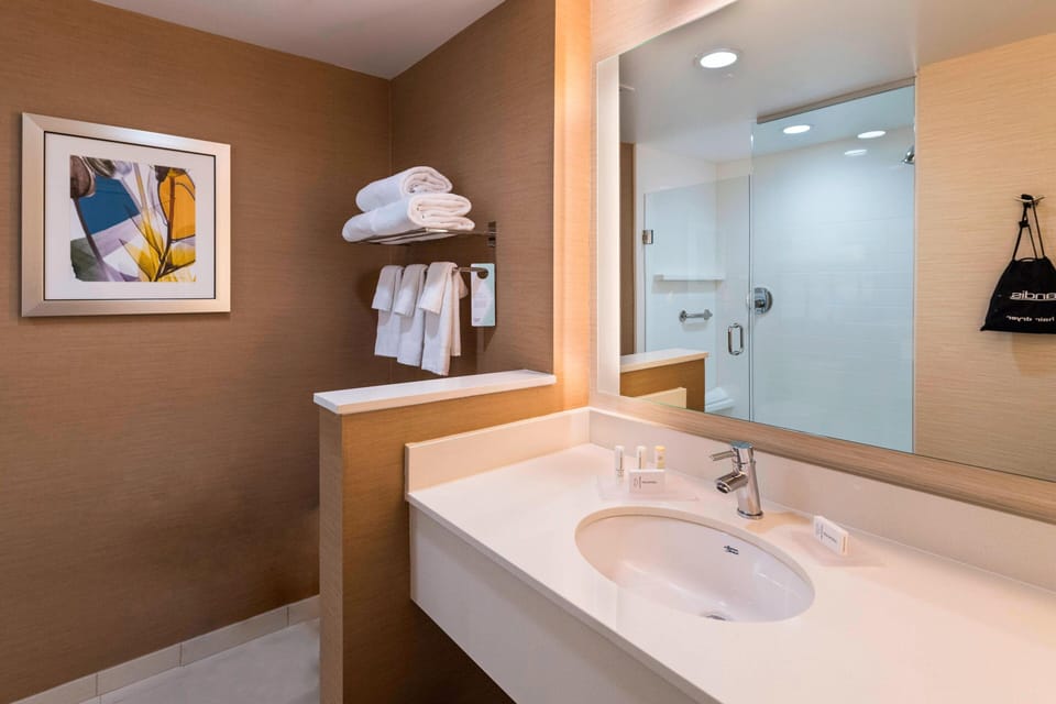 Free toiletries, hair dryer, towels