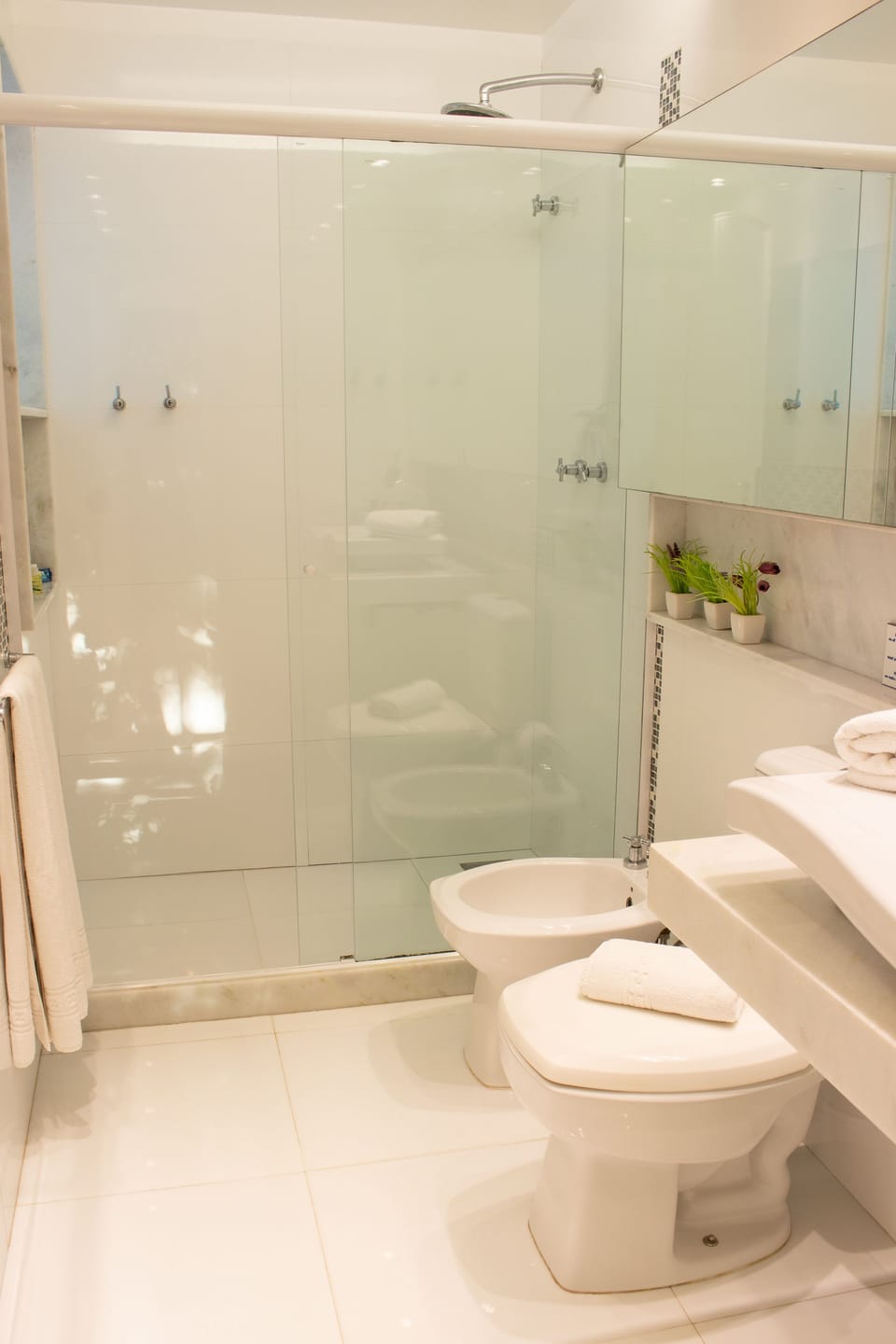 Free toiletries, hair dryer, bidet, towels
