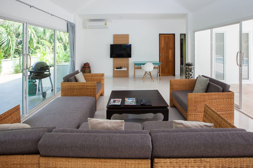 4 Bedrooms Private Pool Villa | Living room | 32-inch LCD TV with cable channels, TV, DVD player