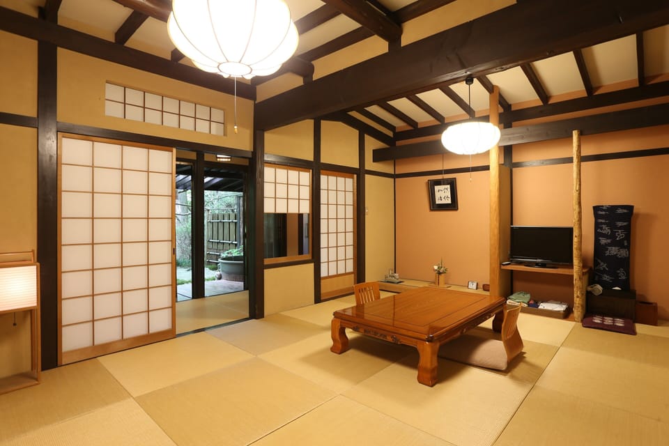 Japanese Room with Open-air Bath, 10 Tatami mats | Desk, free WiFi, bed sheets