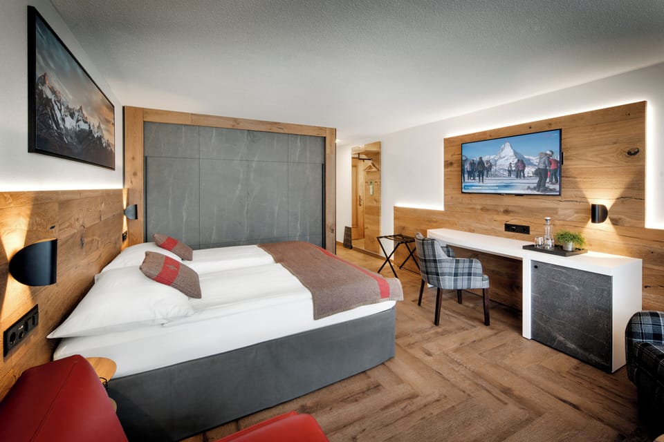 Deluxe Triple Room, Mountain View | Premium bedding, in-room safe, desk, blackout drapes