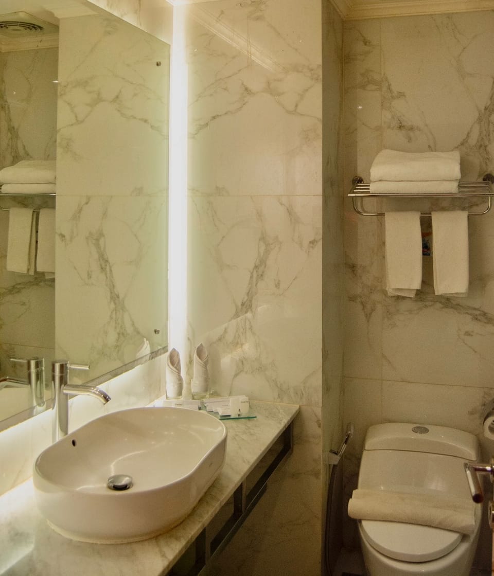 Deluxe Twin Room | Bathroom | Shower, free toiletries, hair dryer, slippers