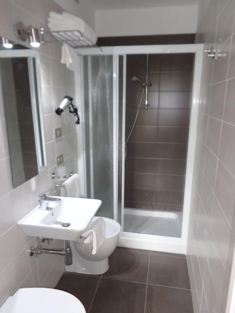 Shower, free toiletries, hair dryer, bidet