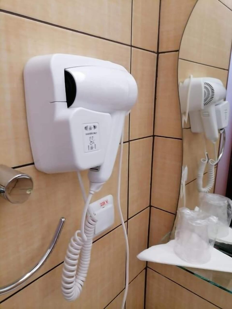Hair dryer, towels