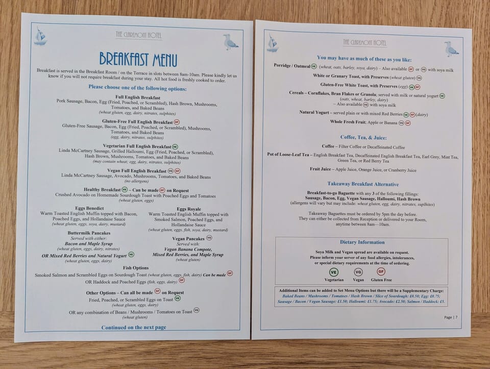 Free daily full breakfast