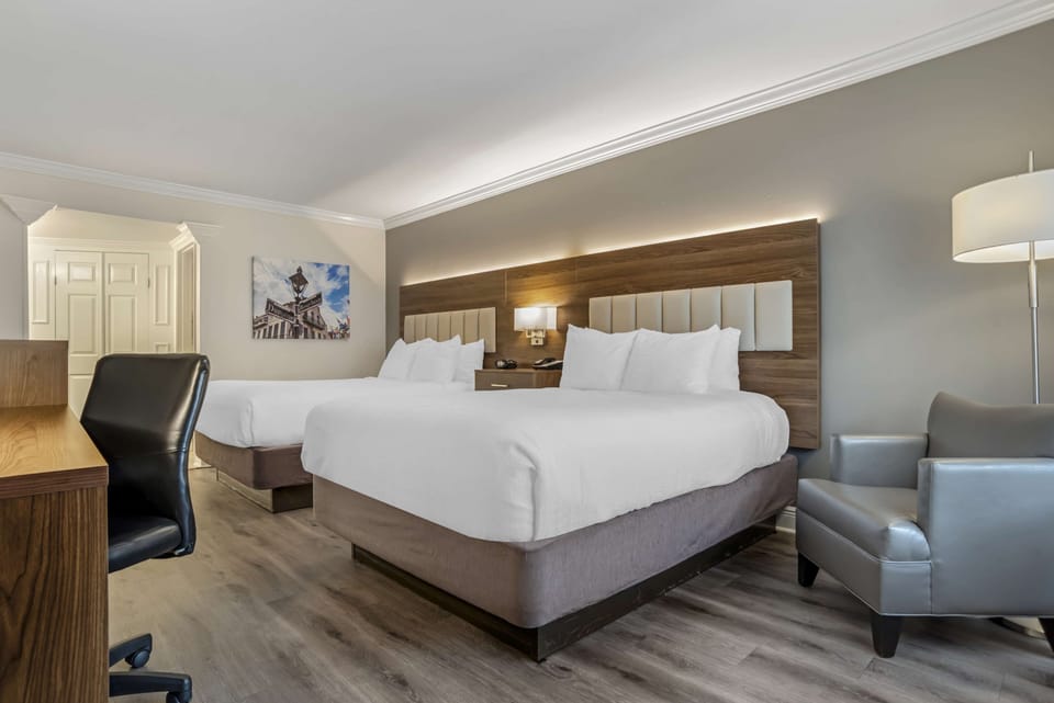 Standard Room, 2 Queen Beds, Non Smoking, Refrigerator & Microwave | Premium bedding, pillowtop beds, blackout drapes, iron/ironing board