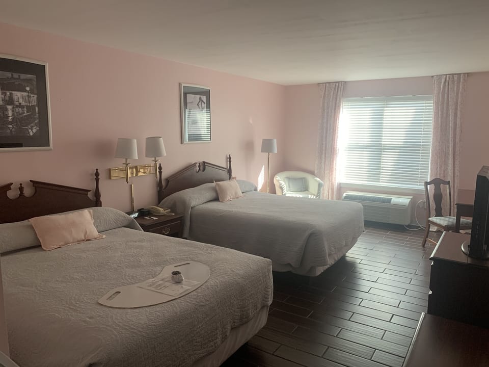 Standard Room, 2 Queen Beds, City View | Desk, iron/ironing board, free WiFi, bed sheets