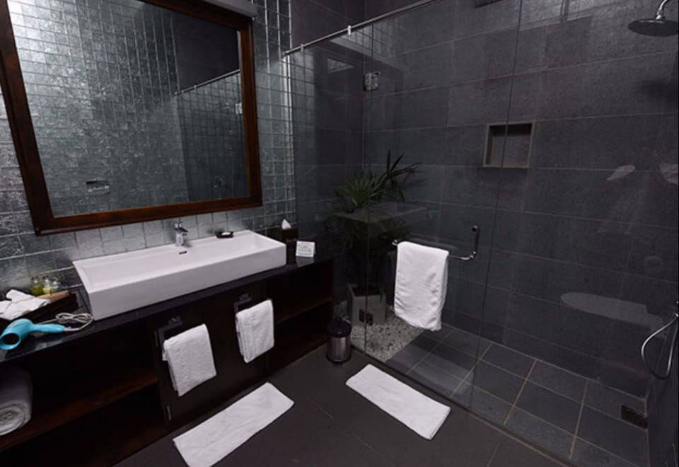 Deluxe Room, Pool View | Bathroom | Shower, free toiletries, hair dryer, bathrobes