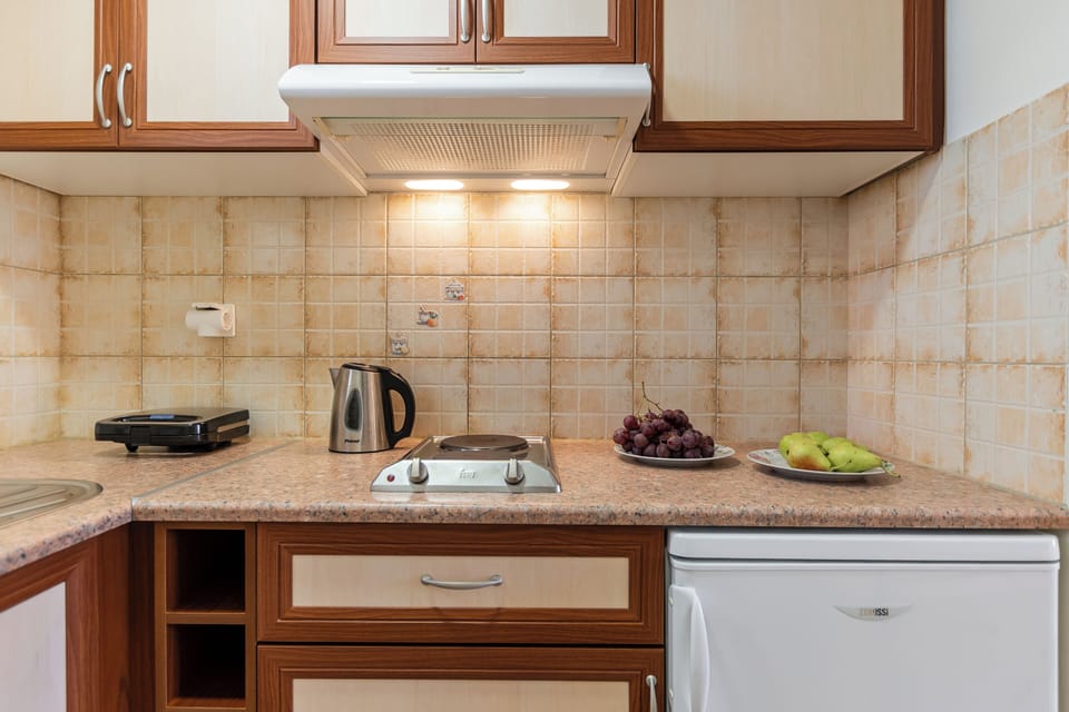 Studio, Balcony, Partial Sea View | Private kitchenette | Fridge, oven, stovetop, coffee/tea maker