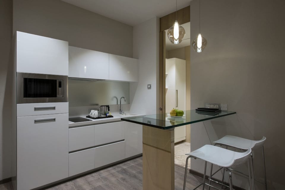 Fridge, microwave, coffee/tea maker