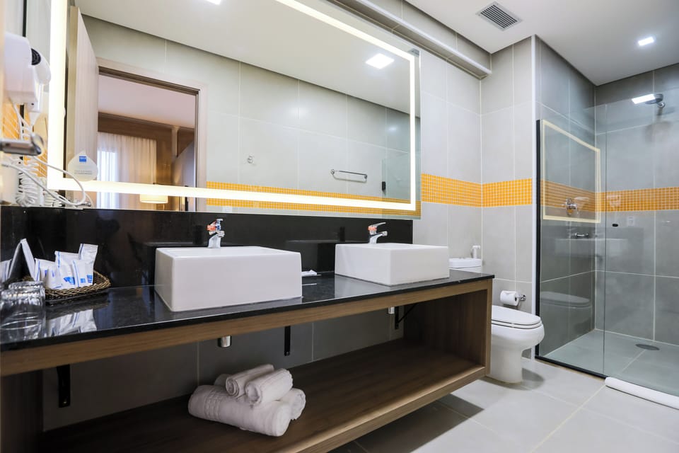 Premium Room, 1 King Bed, Non Smoking | Bathroom | Shower, eco-friendly toiletries, hair dryer, towels