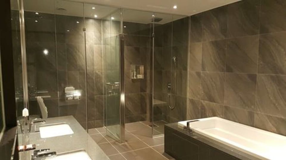Royal Suite | Bathroom | Shower, hair dryer, bathrobes, towels