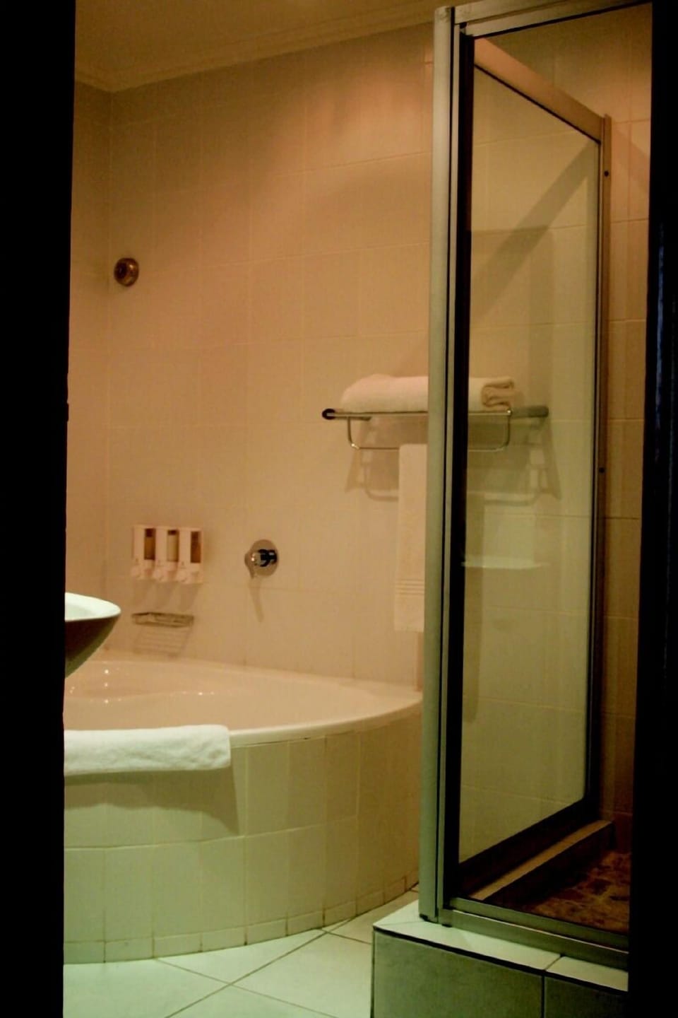 Combined shower/tub, free toiletries, hair dryer, towels