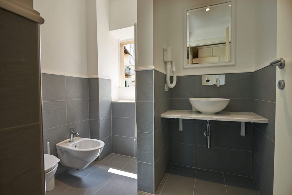 Shower, free toiletries, hair dryer, slippers