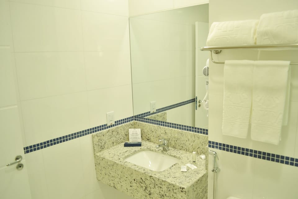 Shower, free toiletries, hair dryer, bidet