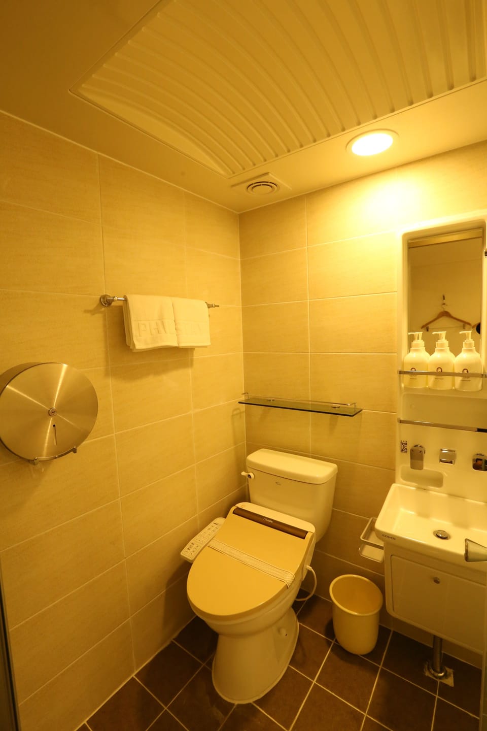 Shower, hair dryer, slippers, bidet