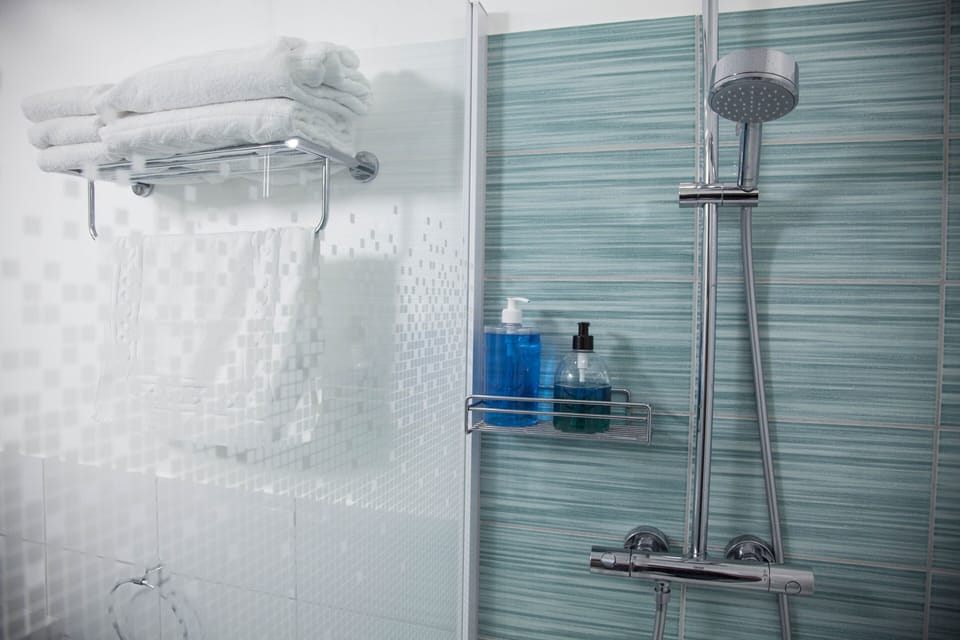 Free toiletries, hair dryer, towels