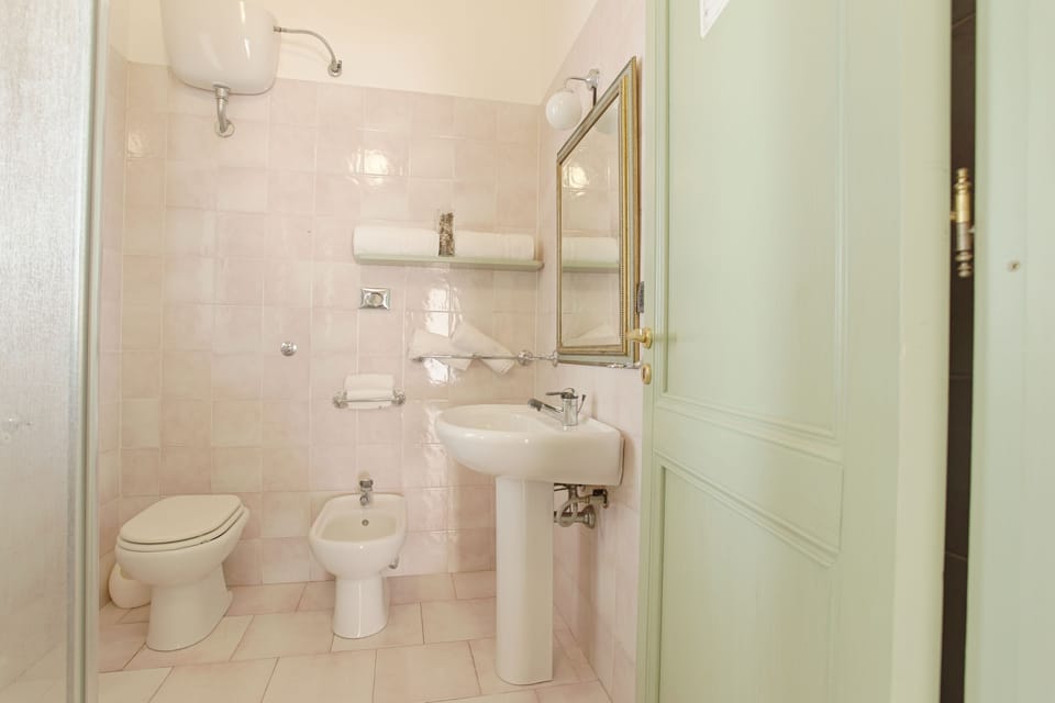 Combined shower/tub, hair dryer, towels, soap