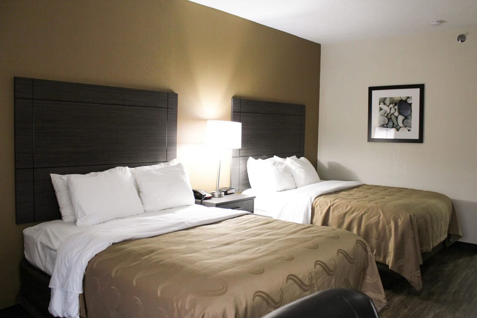 Standard Room, 2 Queen Beds, Non Smoking | In-room safe, desk, iron/ironing board, free WiFi