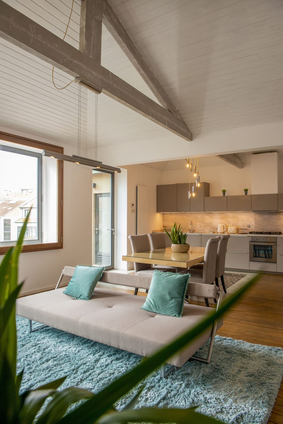 Panoramic Apartment, 1 King Bed, Garden View | Living area | 30-cm flat-screen TV with satellite channels, TV