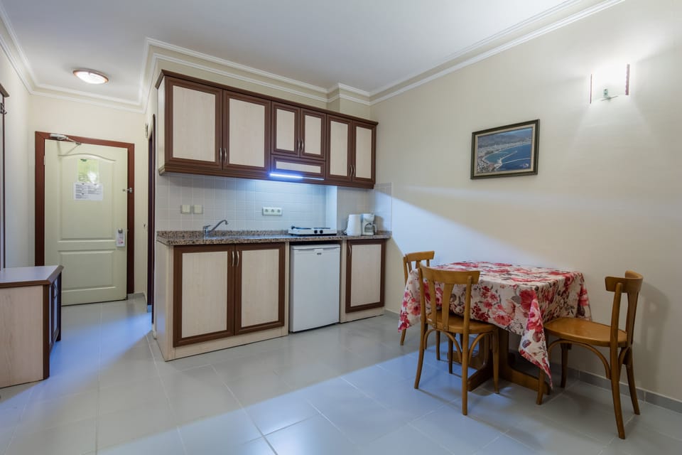 Apartment, Balcony | Private kitchenette | Fridge, stovetop, coffee/tea maker, electric kettle