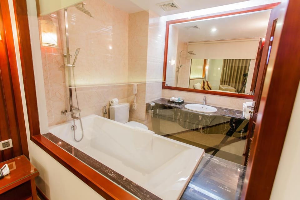 Free toiletries, hair dryer, bathrobes, slippers