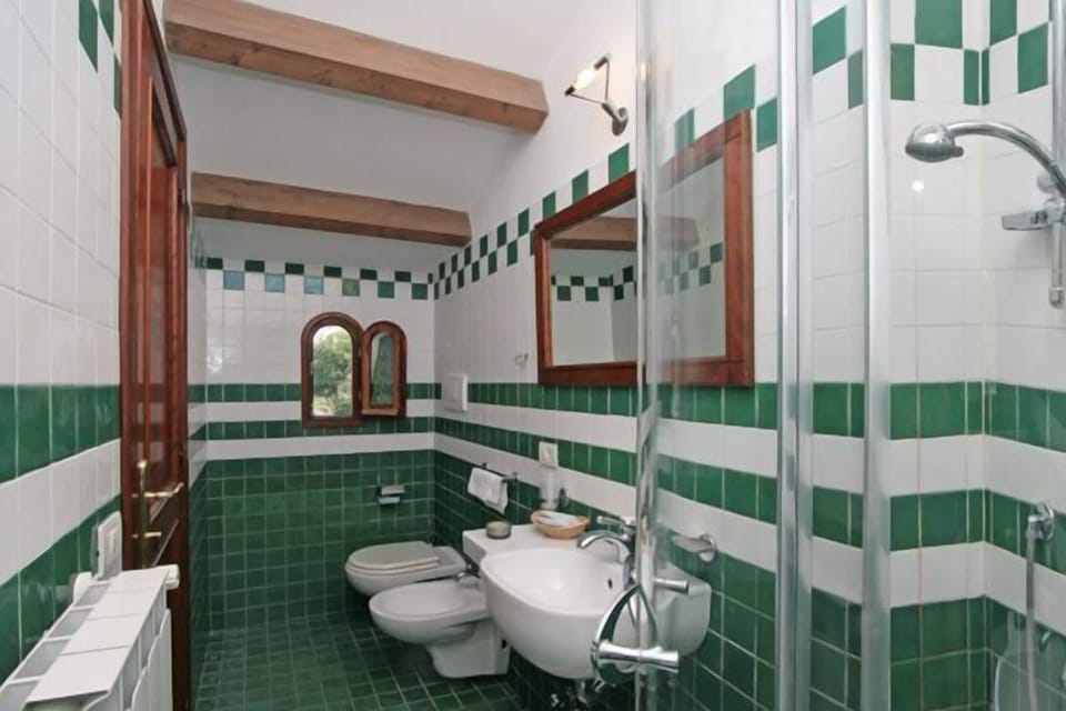 Shower, free toiletries, hair dryer, bidet
