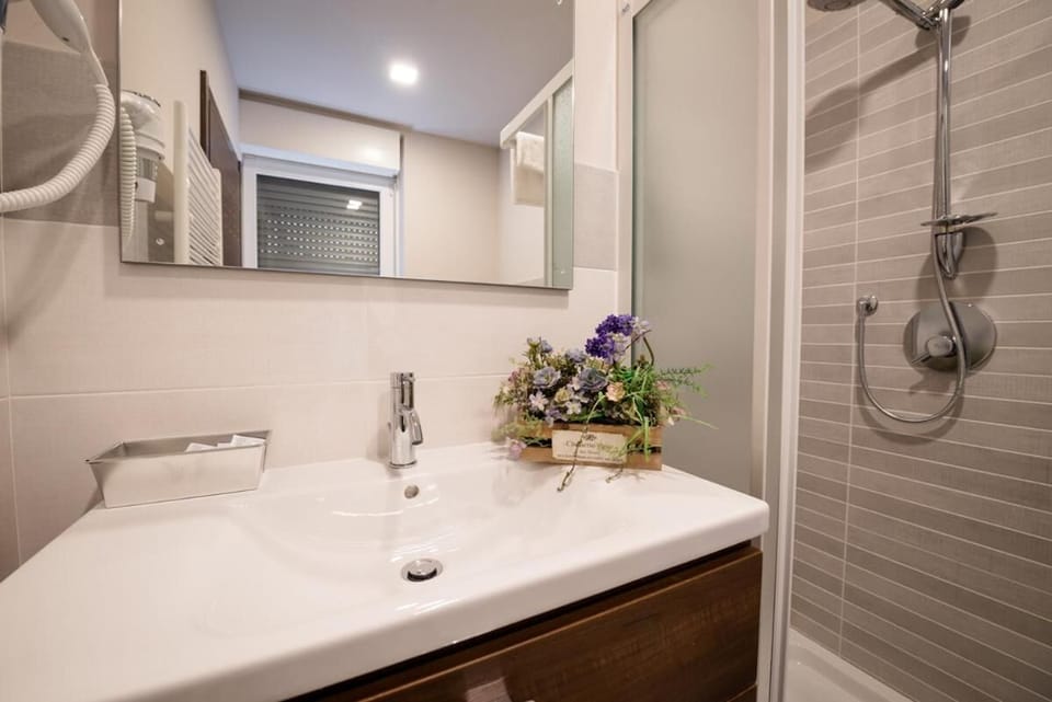 Shower, free toiletries, hair dryer, bidet