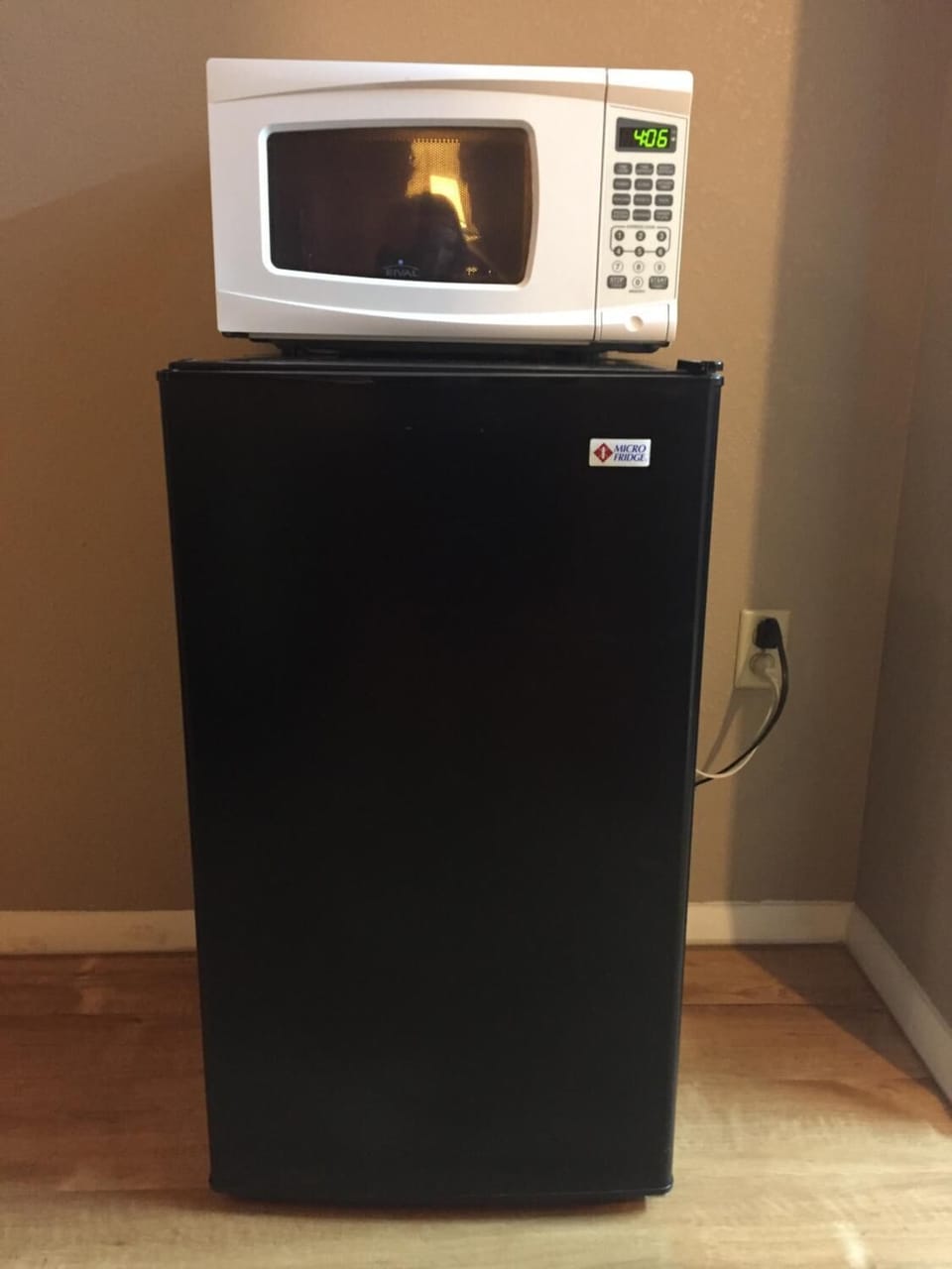Fridge, microwave, coffee/tea maker