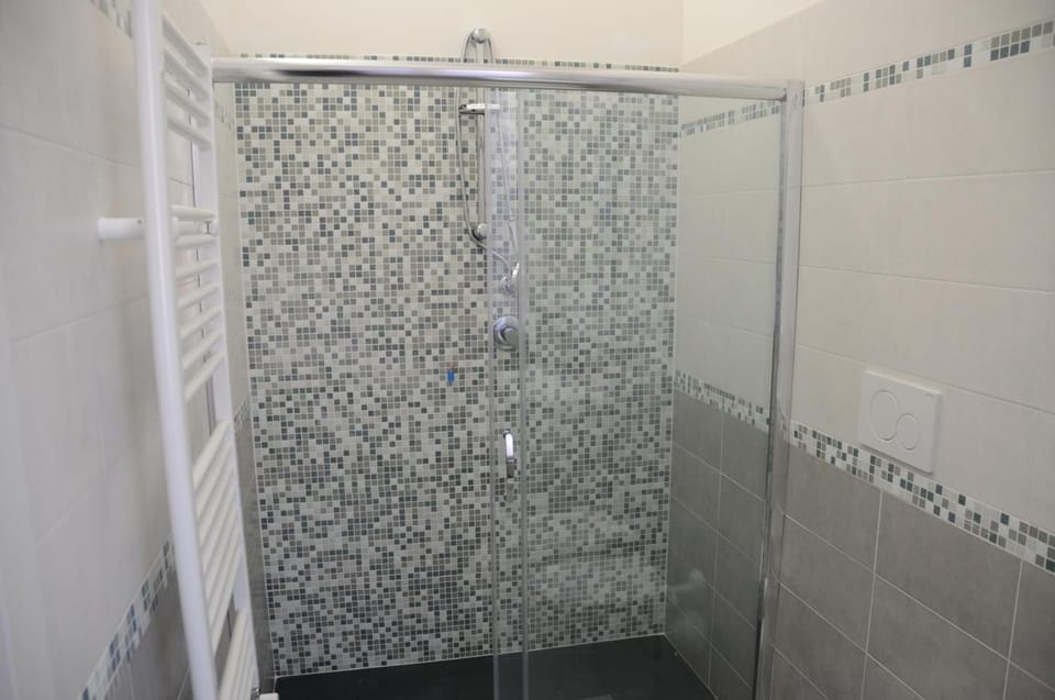 Shower, hair dryer, slippers