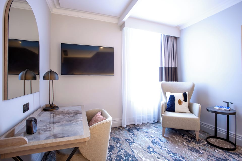 Newly Refurbished Premium Double Room | Living area | 42-inch Smart TV with digital channels, streaming services