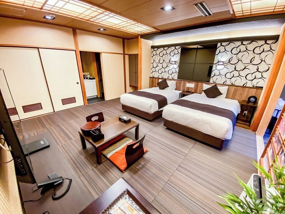 [Japanese Room] 31 sqm + 8 sqm private terrace with cypress open-air bath, Non Smoking | In-room safe, WiFi (free), bed sheets