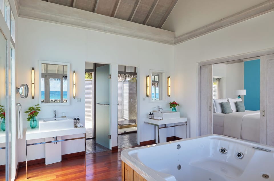 Over Water Suite with Private Pool | Bathroom | Combined shower/tub, jetted tub, rainfall showerhead